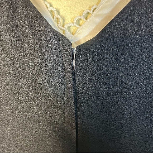 Vintage Jessica McClintock Gunne Sax Size 18W Black Ivory Lace Maxi Dress Slit - Picture 9 of 16